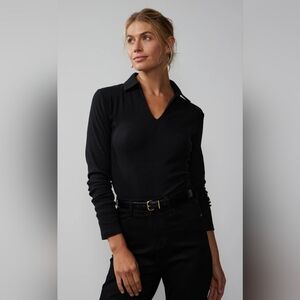 🆕NY & Co Long Sleeve Collared Ribbed Bodysuit